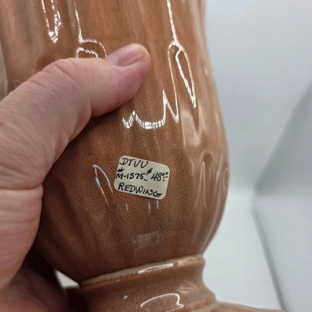 Vintage Red Wing Pottery M-1575 Brown Fleck Pedestal Vase USA MCM